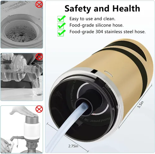 Miniatura 4 de Bomba de agua para jarra de 5 galones, dispensador eléctrico de agua de 5 galones, bomba de botella de agua de carga USB, dispensador universal
