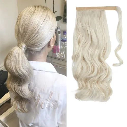 Miniatura 22 de CJL HAIR Extensión de cola de caballo de 18 pulgadas con cabello rizado y ondulado, clip de cola de caballo, peluca sintética falsa para mujeres