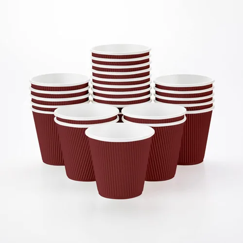 Miniatura 10 de Vasos de café de papel aislado de pared corrugada, 12 onzas, 12 onza, Negro