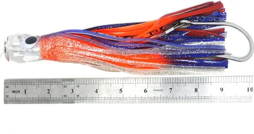 Miniatura 6 de KMUCUTIE Juego de 6 señuelos de pesca de 9 pulgadas, 7 pulgadas, 6.5 pulgadas, marlin, atún, delfín, tiburón, gran juego, señuelos de pesca en mar