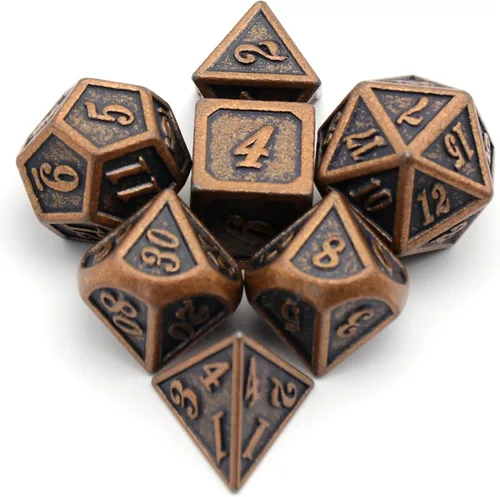 Miniatura 6 de Juego de dados de metal, dados poliédricos D&D para Dungeons and Dragons RPG DND, dados para juegos de rol, MTG, juegos de mesa, Shadowrun Cobre