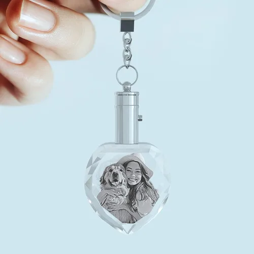 Miniatura 6 de CAPTUR3D Llavero con luz de cristal para fotos con foto personalizada grabada y luz LED regalo personalizado