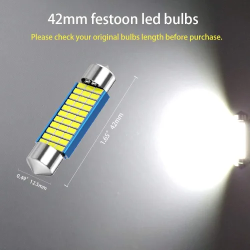 Miniatura 2 de 578 Festoon - Bombilla LED de 1.654 in, 1.614 in, 1.65 pulgadas, Festoon DE3425 DE3423 211-2, 12 V, 33SMD, luz blanca de 1.654 in, bombillas LED