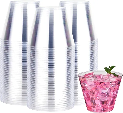 Miniatura 8 de RACETOP 9 oz 100 Pack Gold Glitter Plastic Cups, Disposable Gold Glitter Clear Plastic Cups for Parties, Gatherings, Weddings, and Festival Events