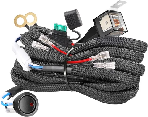 OFFROADTOWN - Arnés de cableado de 2 conductores, kit de arnés de cableado de nailon para cápsulas LED, luz antiniebla, 12 V, 40 A, relé de fusible,