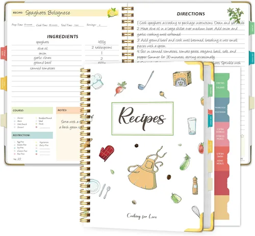 Miniatura 11 de Libro de recetas para escribir en tus propias recetas, libro de recetas en blanco, cuaderno de recetas de tapa dura, diario de recetas con capacidad
