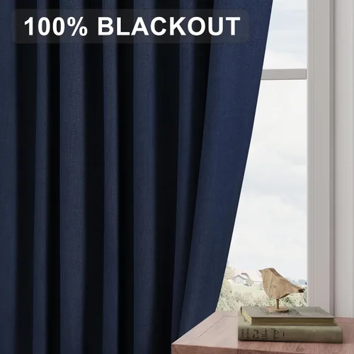 Miniatura 7 de Joywell Cortinas de lino 100% opacas de 45 pulgadas de largo, bolsillo para barra/pestaña trasera, cinturón de gancho/anillos de clip, cortinas