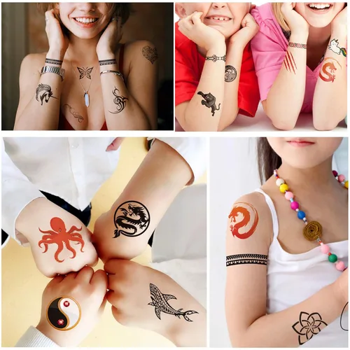 Miniatura 3 de Yazhiji 36 hojas de tatuajes temporales para niños, niñas, adultos, grandes recuerdos de fiesta y decoraciones