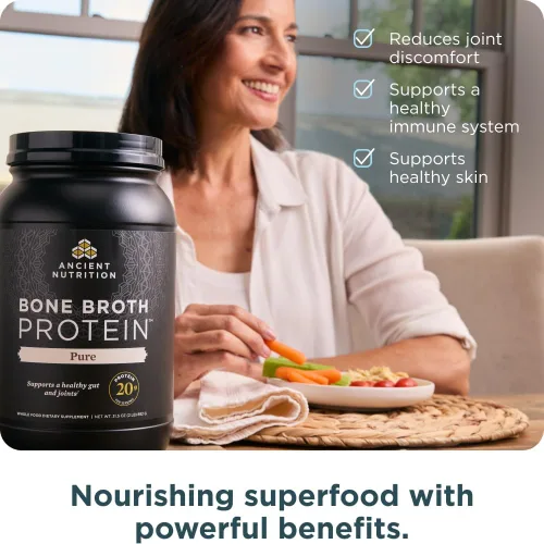 Miniatura 5 de Ancient Proteína de caldo de hueso, sabor puro, tamaño de 40 porciones, todo natural, amigable con los intestinos, polvo de proteína paleo