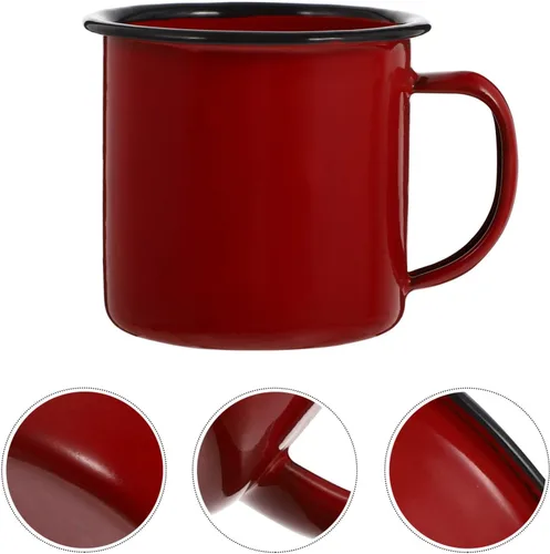 Miniatura 8 de BESPORTBLE Taza de camping esmaltada, 8 onzas, tazas de hierro vintage, taza de té con asa, taza de café para acampar, pescar, picnic, uso al aire