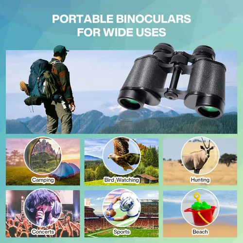 Miniatura 7 de Prismáticos de alta potencia de 10 x 25 para adultos, binoculares compactos impermeables con visión de poca luz para observación de aves, caza