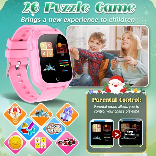Miniatura 4 de Reloj inteligente impermeable para niños y niñas de 3 a 12 años, juguetes de aprendizaje con 26 juegos, cámara, video, pantalla táctil, reproductor