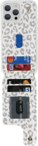 Miniatura 6 de Lipvina Funda para iPhone 13 Pro con tarjetero y correa para mujer, cordón cruzado, soporte de anillo con soporte, cierre a presión, bonitas fundas
