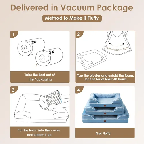 Miniatura 7 de EHEYCIGA - Cama ortopédica XL de perro grande/muy grande, impermeable, de espuma viscoelástica y espuma tipo caja de huevos, bordes elevados, azul