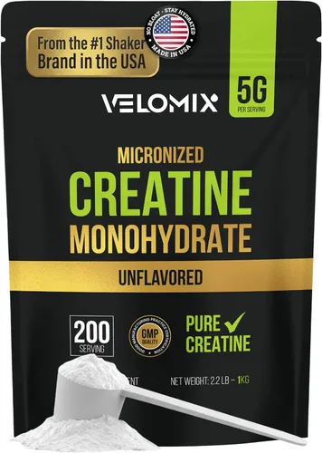 Miniatura 11 de VELOMIX Polvo de monohidrato de creatina micronizada – Polvo de creatina 100% puro sin sabor y fácil de mezclar Apoya el crecimiento muscular