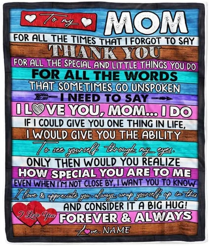 Miniatura 10 de Manta de vellón personalizada con texto en inglés «To My Mom», diseño de girasol de hija e hijo, carta de amor con texto en inglés «You are the