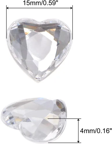 Miniatura 2 de MECCANIXITY 40 piezas de cuentas de acrílico con forma de corazón, 12 mm, con parte trasera plana, gemas de plástico para joyería, pegatinas