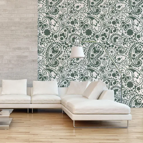 Miniatura 2 de NAKLEO Plantilla de pintura de pared de tamaño grande, 23.2 x 37.4 pulgadas, estampado floral de cachemira turca oriental, plantilla de plástico