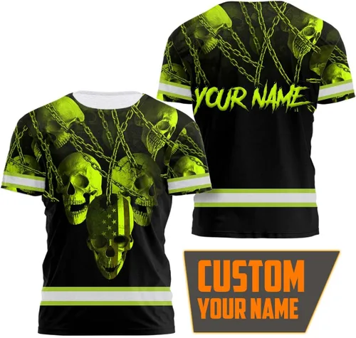 Miniatura 2 de Camisa de alta visibilidad para hombre, camisas de seguridad reflectantes con nombre personalizado para patriota, patriótico, veterano, militar