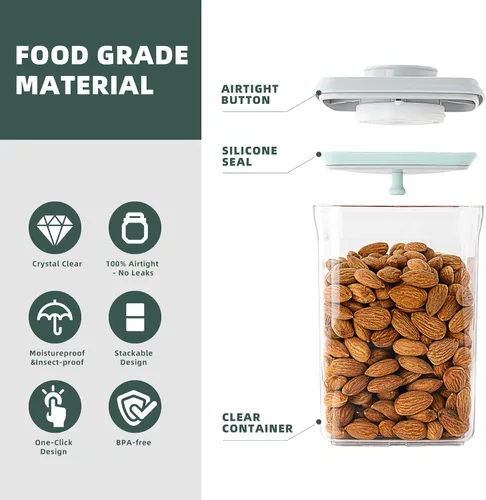 Miniatura 11 de Recipientes Herméticos Pop Apilables - Paquete de 2 Recipientes de Almacenamiento de Cereales con Tapas Herméticas, Recipientes Pop Up a Prueba