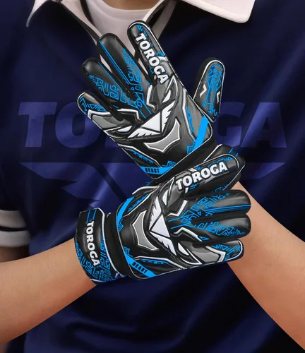 Miniatura 6 de Guantes de portero para niños y jóvenes, guantes de portero de fútbol, agarre de látex fuerte, soporte de muñeca doble y malla transpirable, guantes