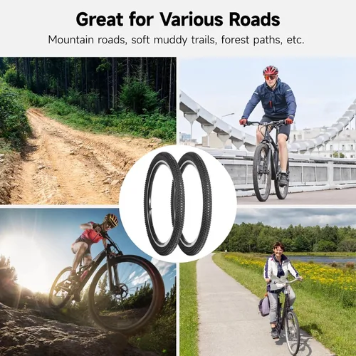 Miniatura 6 de Juego de neumáticos y tubos de bicicleta de 20 x 1.95, paquete de 2 neumáticos de bicicleta de montaña de 20 pulgadas con tubos interiores de 20 x