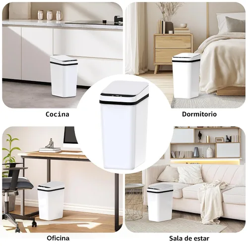 Miniatura 7 de jinligogo Paquete de 3 cubos de basura pequeños para baño con tapa, 2.6 galones, sin contacto, automático, delgado, impermeable, sensor