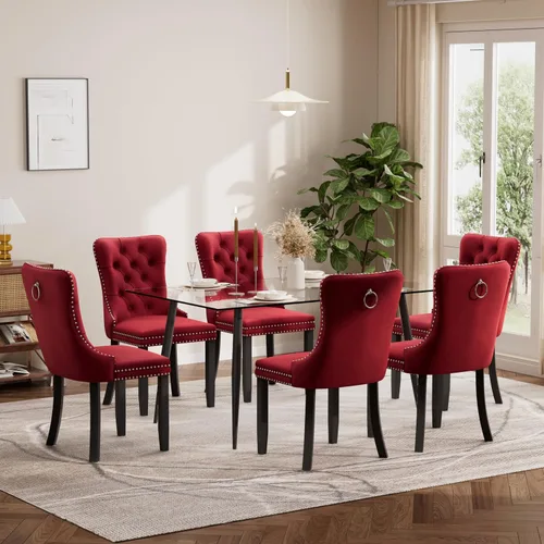 Miniatura 10 de Baysitone Juego de mesa de comedor de vidrio de 51 pulgadas para 4, juego de 5 piezas moderno de comedor, mesa de cocina rectangular de vidrio con 4