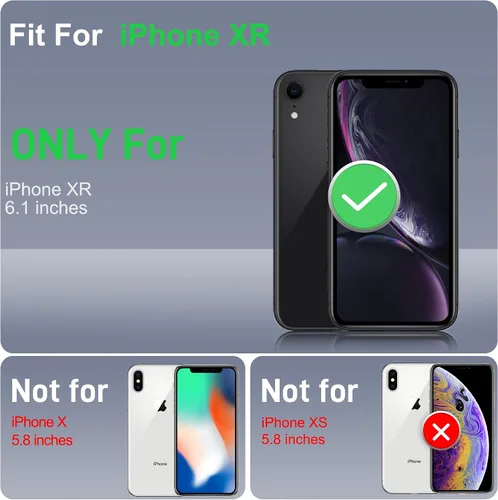 Miniatura 3 de Jshru para iPhone XR Funda con [2 Pack] Protector de Pantalla HD, [Grado Militar] 3-en-1 Resistente Protector de Cuerpo Completo a Prueba de Negro