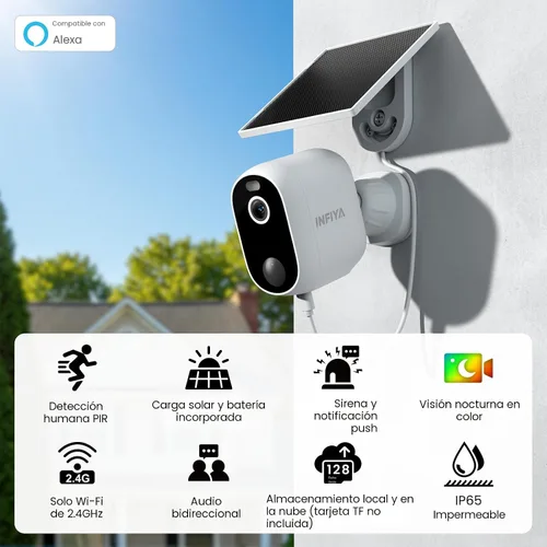Miniatura 2 de INFIYA Cámaras de Seguridad Inalámbricas para Exteriores - Con Energía Solar y Batería 2K 2.4G Cámaras para Seguridad del Hogar, Alerta Instantánea