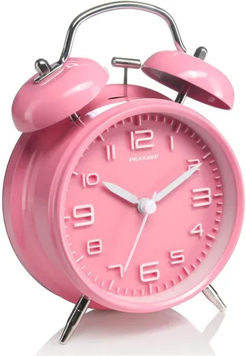 Miniatura 10 de TXY Reloj despertador clásico de doble campana para dormitorio con esfera estereoscópica, carcasa esmerilada, luz de fondo, tono de llamada mecánico