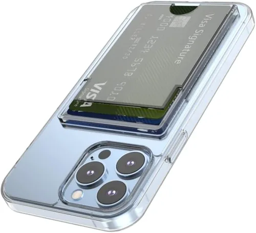 Miniatura 7 de 【Actualización】 Funda tipo cartera transparente para iPhone 13, antiamarilleo, delgada, parachoques de TPU + funda trasera de policarbonato con 2