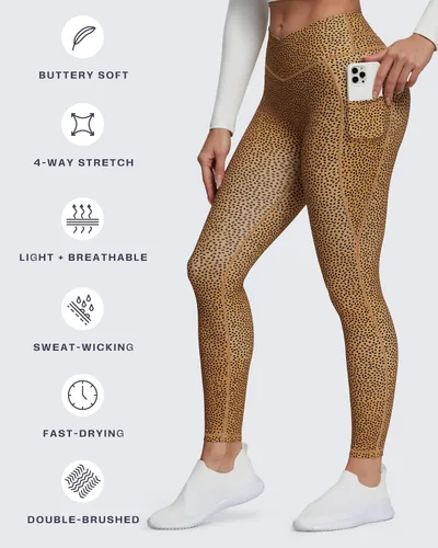 Miniatura 107 de Aoxjox Trinity - Pantalones de yoga de cintura alta con bolsillos para mujer, control de abdomen, cintura cruzada, leggings de entrenamiento suaves