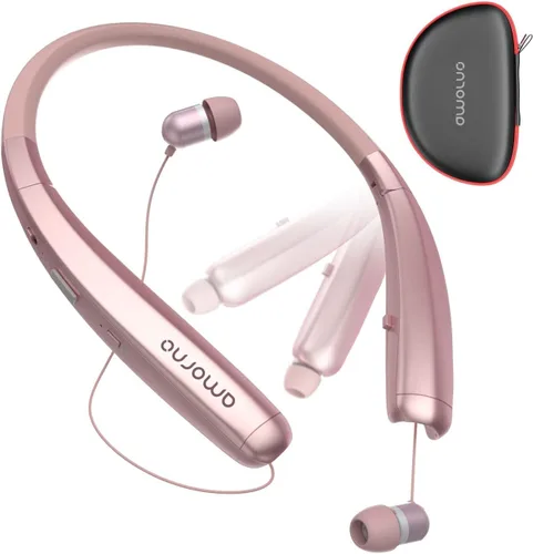 Miniatura 8 de AMORNO Auriculares Bluetooth plegables, auriculares deportivos inalámbricos con banda para el cuello con auriculares retráctiles, auriculares