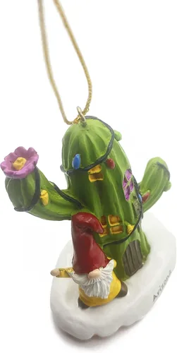 Miniatura 3 de Casa de cactus y un gnomo pintado a mano, adorno navideño para nuevos propietarios de viviendas, adorno de Navidad en el desierto #1