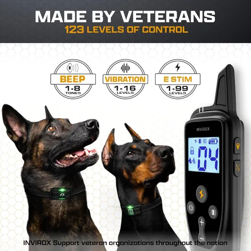Miniatura 2 de INVIROX Collar de entrenamiento para perros grandes X2 [Edición 2026] 123 niveles de collares E para perros con rango de 1100 yardas, 100%