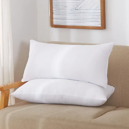 Miniatura 4 de Acanva Relleno de almohada alternativo de plumón, hipoalergénico, cuadrado, suave, relleno decorativo, 12 x 20 pulgadas, blanco, juego de 2