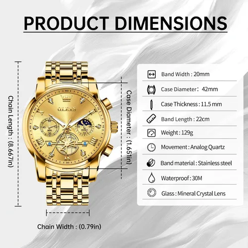 Miniatura 6 de OLEVS Relojes para hombre de plata, reloj de cronógrafo de acero inoxidable para hombre, reloj analógico de cuarzo de cara grande para hombre