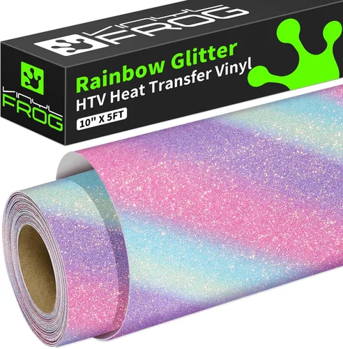 Miniatura 15 de VINYL FROG Rollo de vinilo de transferencia de calor con purpurina de 12 pulgadas x 5 pies, vinilo negro para planchar con purpurina para camisetas