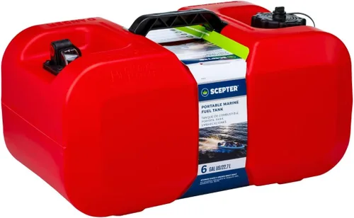 Scepter Bidón de Gas Marino Portátil de 6 Galones, Tanque de Combustible para Barco con Tapa Ventilada de 2 Vías, Indicador de Combustible Integrado