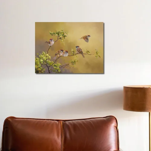 Miniatura 2 de Sparrow Pictures Decoración de Pared Arte de Pared de Pájaros de Granja Cuadros de Pájaros Amarillos Pintura Tradicional China Impresión en Lienzo