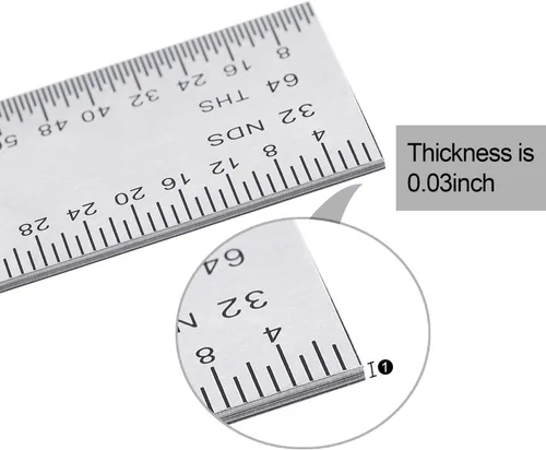 Miniatura 2 de eBoot Paquete de 2 reglas de acero inoxidable para ingeniero, regla métrica con marcas de 1/8, 1/16, 1/32, 1/64 pulgadas para ingeniería, escuela