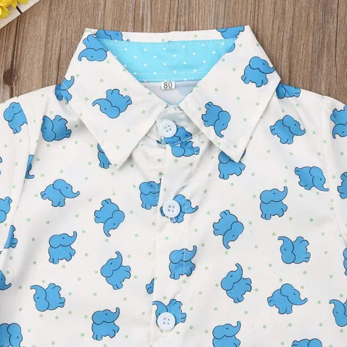 Miniatura 77 de Conjunto de camisa de manga corta con botones y pantalones cortos casuales con diseño de flamingo, para bebés y niños de 1 a 6 años, atuendos