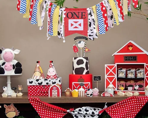 Miniatura 4 de WAOUH Cartel para silla alta de granja, decoración temática de fiesta de primer cumpleaños, guirnalda de tela, accesorio para fotos, recuerdo