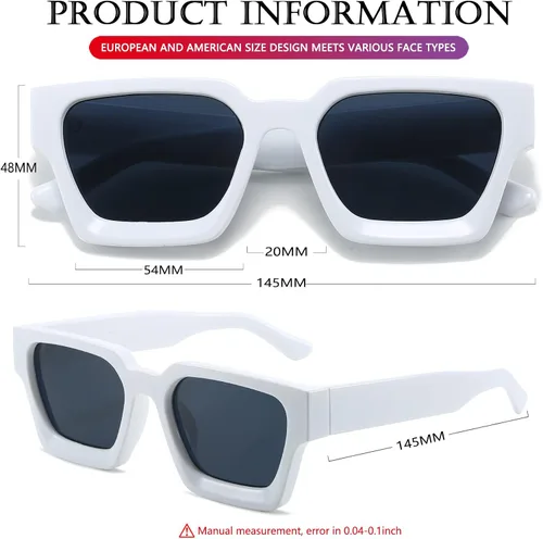 Miniatura 161 de AIEYEZO Gafas de sol cuadradas para mujeres y hombres, gafas de sol cuadradas con montura gruesa, estilo de diseñador simple