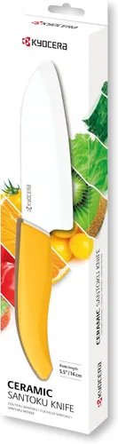 Miniatura 4 de Cuchillo Santoku de la marca Kyocera Advanced Ceramic y de la serie Revolution con 5 1/2 pulgadas, hoja blanca, 5.5 pulgadas, Mango blanco