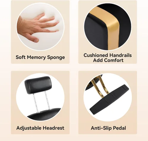 Miniatura 4 de LOUVIXA Silla de salón de altura ajustable para silista de cabello, sillas reclinables de peluquería, silla de peluquería hidráulica, silla