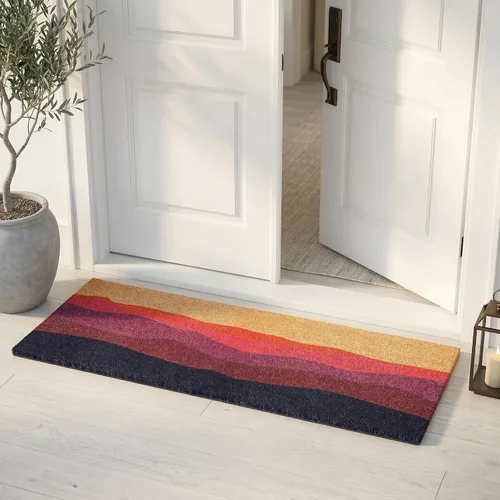 Miniatura 15 de Fab Habitat Felpudo extra grueso, tejido a mano, duradero, fibra de coco natural, entrada, puerta delantera, porche, patio, pájaros en rama, gris