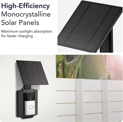 Miniatura 4 de Wasserstein Cargador solar universal compatible con timbre de batería Ring (versión 2024)/Pro/Plus/4/3/3 Plus/2ª generación (versión 2020) y timbre