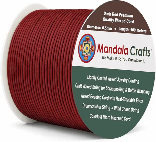 Miniatura 82 de Cuerda Mandala Crafts 0.03 pulgadas 109 yardas para hacer joyería, artesanía, macramé, cuerda de algodón encerado Negro